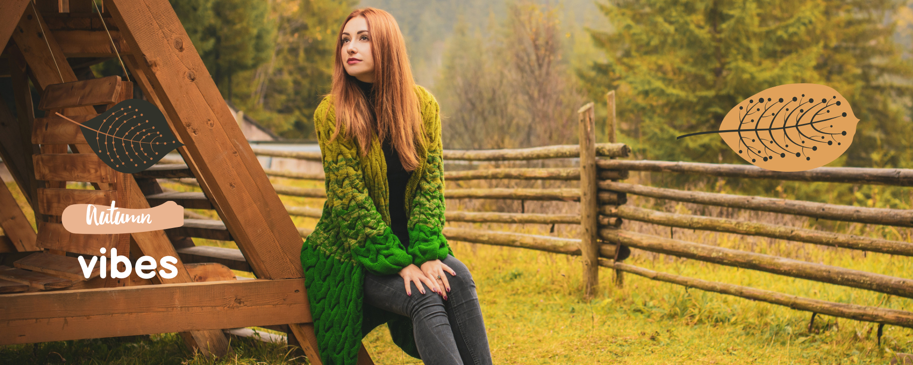 Woman sitting on wood structure